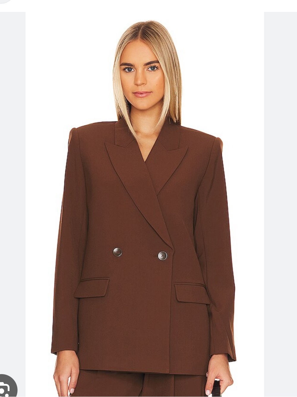 Revolve L’Academie Oversized Kaya Brown Double-Breasted Women's Blazer Jacket